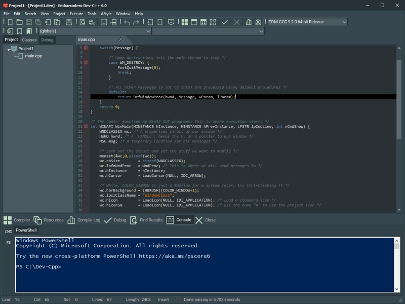 Dev-C++ Screenshot